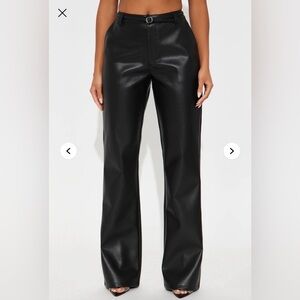 Black Faux Leather Wide-Leg Pants